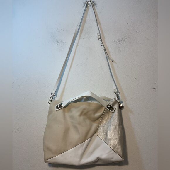 SKAGEN HANDBAG PURSE TAN WHITE SILVER SHOULDER LEATHER CAPSULE CASUAL EVERYDAY - Picture 4 of 12